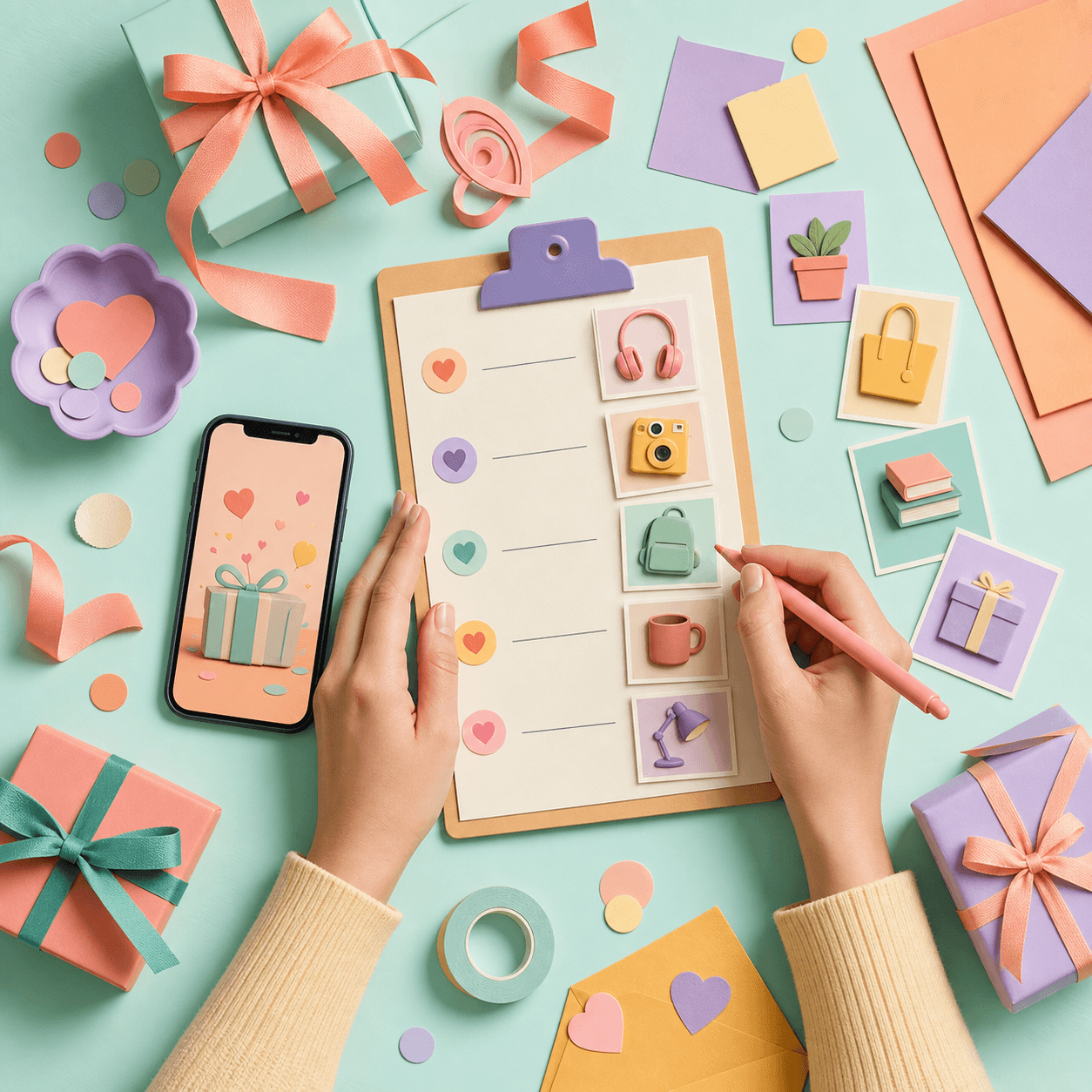 A colorful wishlist being created