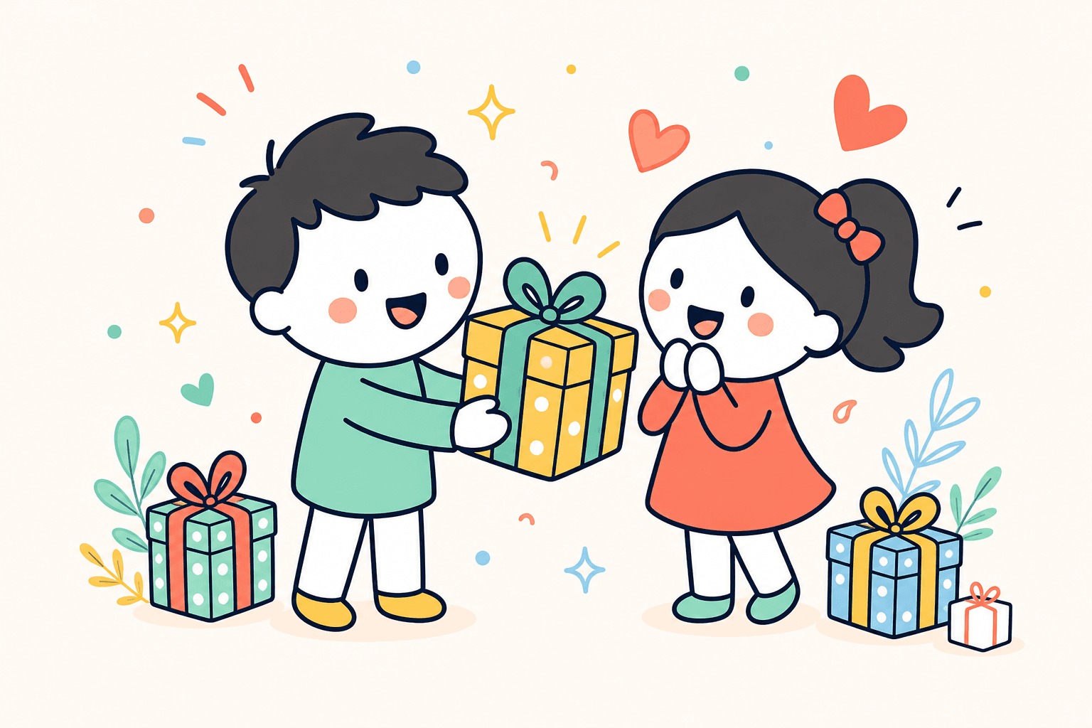 A joyful gift surprise illustration